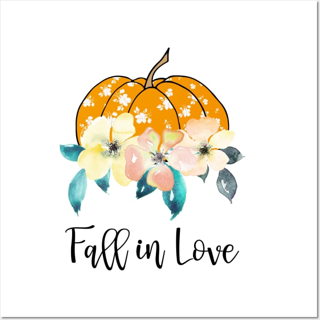 Fall in love pumpkin Wall Art by Anines Atelier